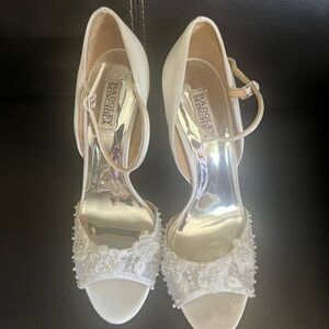 Badgley Mischka White Embellished Heels for Special Occasions 4 inches high